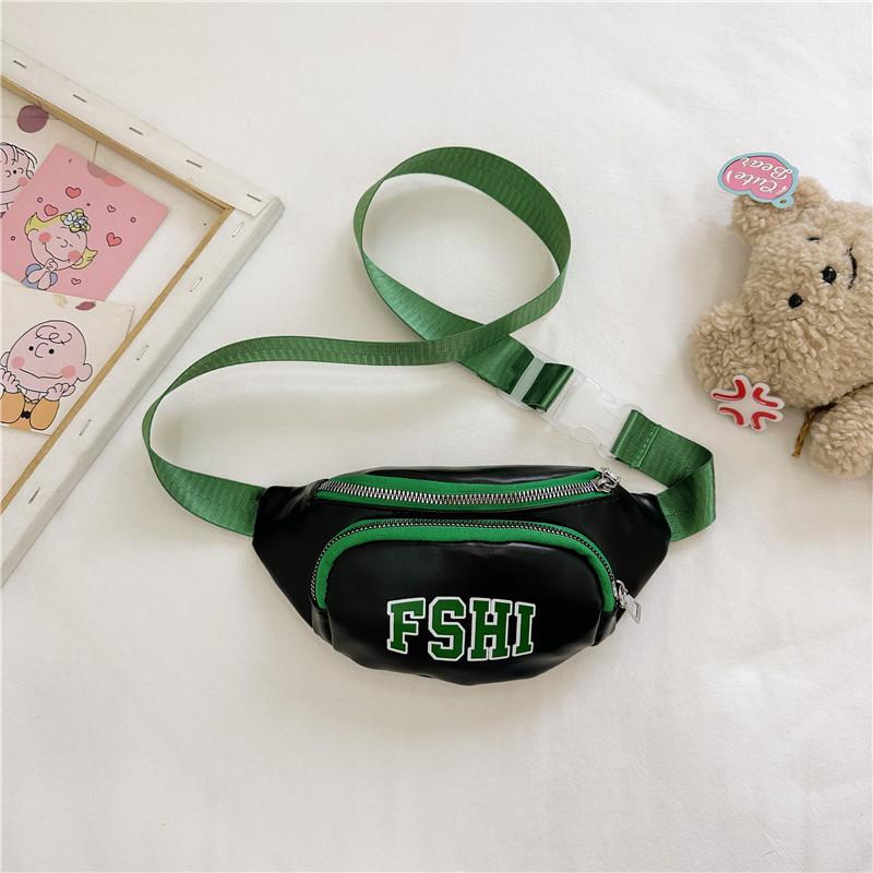 Trendy Fashionable Children s Colorful Waist Bag Stylish Pu Crossbody Baby Purse чёрный