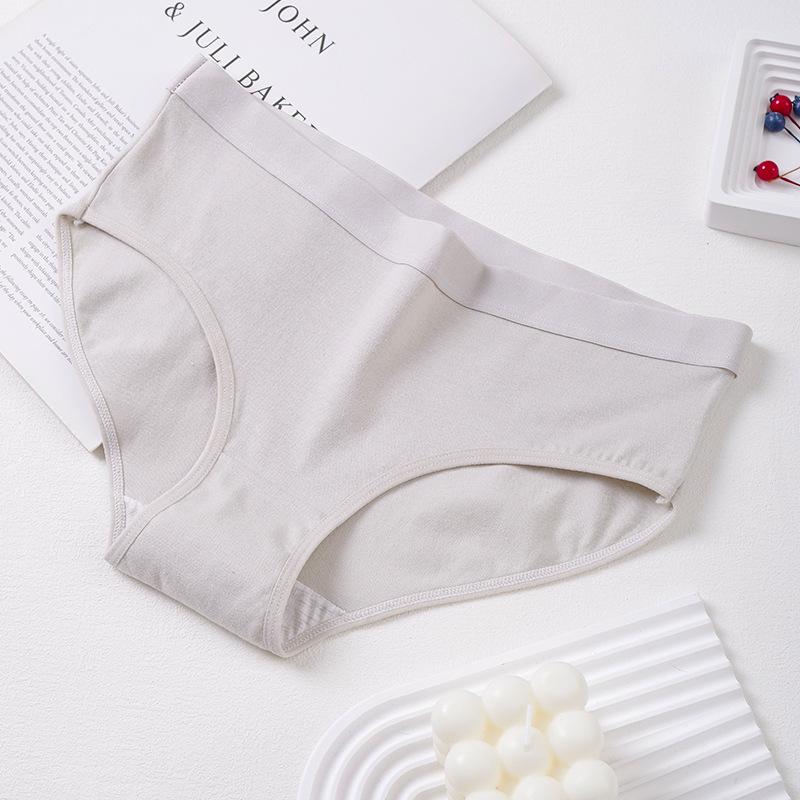 Women's Pure Cotton Underwear Mid Waist Briefs Breathable Hip Hugging Triangle Panties