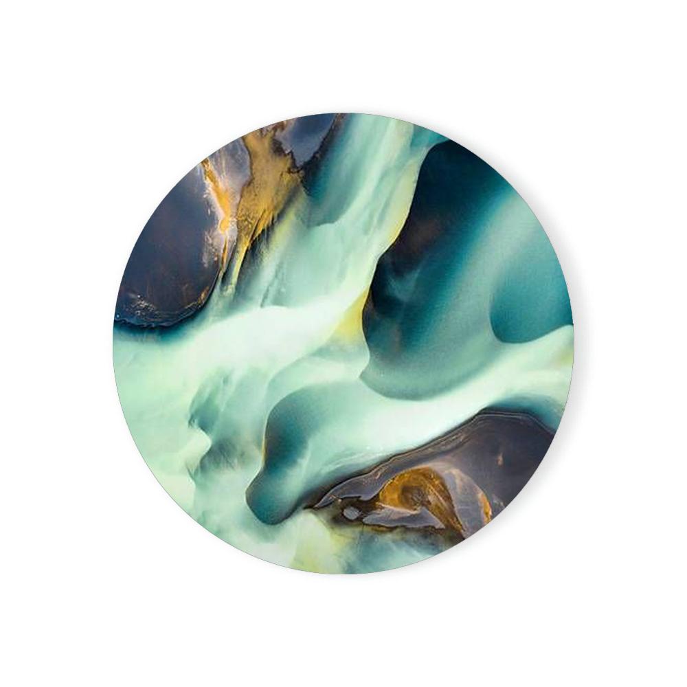 Round Absorbent Ceramic Stone Coasters Set with Cork Base Marble Coasters for Table Housewarming Gift for Home Decoration