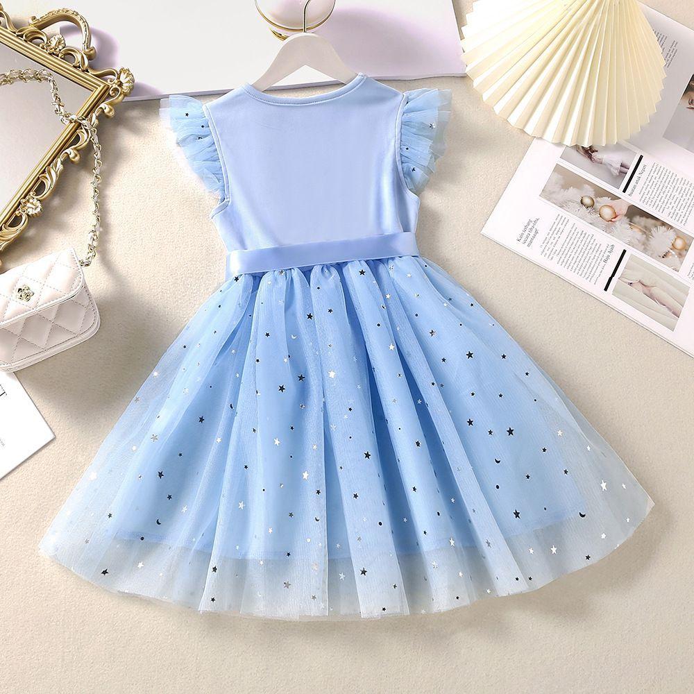Girls' Fashionable Star-Print Dress: Sweet Summer Tulle Princess Dress for Kids