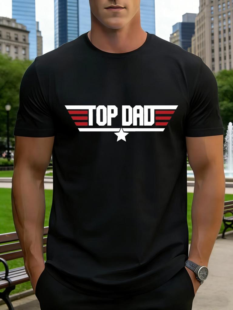 2026 Casual Unisexs Tshirts Clothing Top Dad Print Short Sleeve Tshirts Plus Size Loose Round Neck Short Sleeve Daily Unisexswear