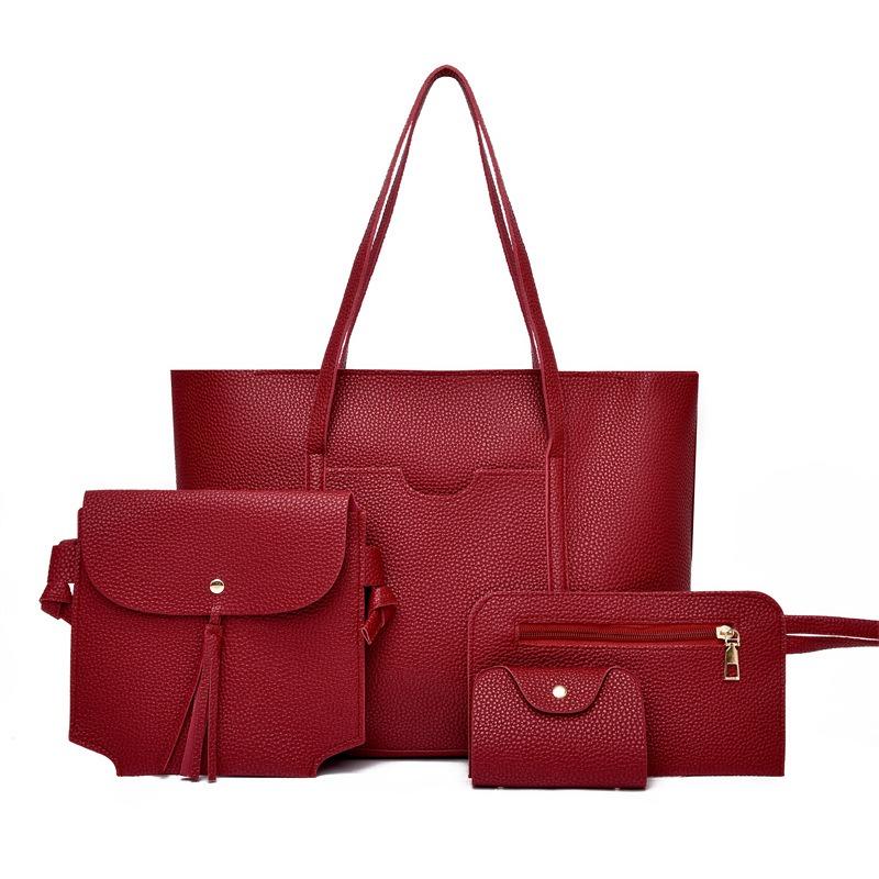 Mehrteiliges Set Neues Litschi-Muster vierteiliges Set Damentasche Umhängetasche Einfache Mutter-Kind-Tasche