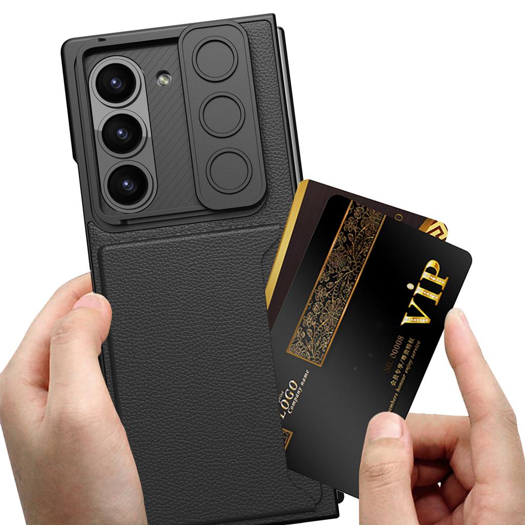 Suitable for Samsung Z Fold6 Mobile Phone Case Folding Screen Ultra Thin Business Leather Card Bag Anti Fall Protection Case