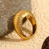 MamacitaSlay Classic 316L Stainless Steel 10mm Vertical Stripe Ring Waterproof 18K Gold Plated Jewelry Women's Elegant Ring Gift