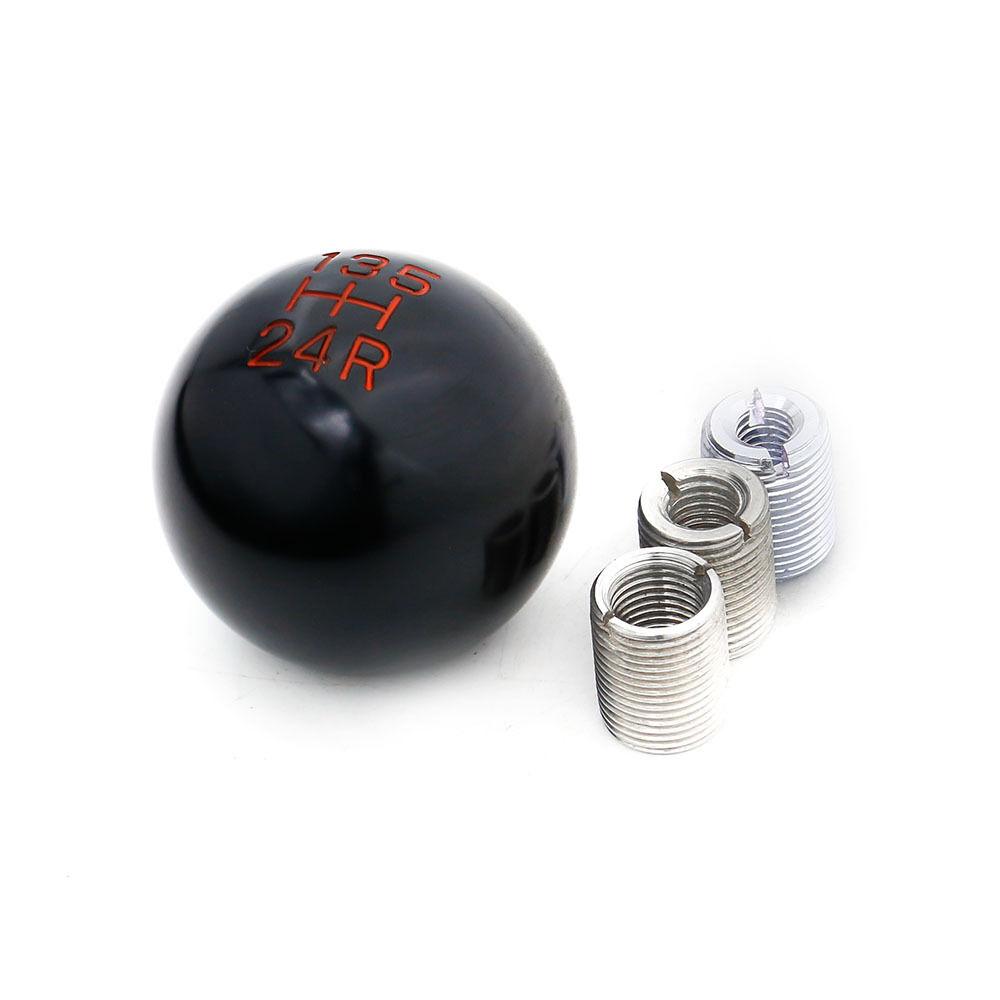 Black Aluminum 5 Speed Ball Manual Gear Shift Knob Shifter Lever Head w/ Adapter