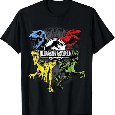 Jurassic World Colorful Dinosaurs Poster Logo T-Shirt