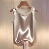 Elegante Camicia in Raso Donna Estate Design con Perline Blusa di Seta Donna T-shirt Canotta Larga Donna Canottiere T-shirt da Donna