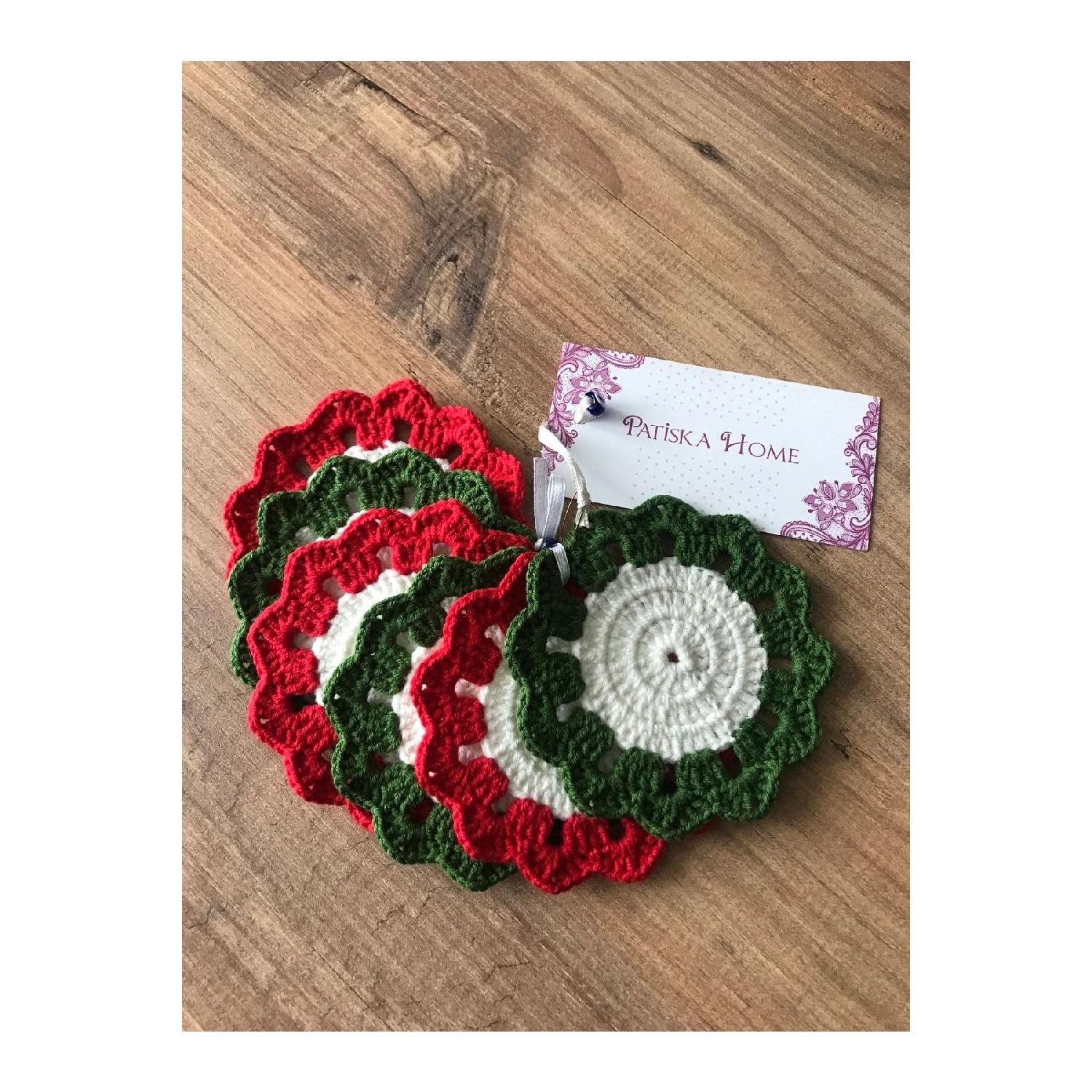 

New Year s Set Of 6 Hand Knitted Coasters