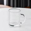 330ml Drinkware Household Transparent 4pcs Set Wheat Beer Glass Vertical Striped Glass Cup Heat Resistant Water Mug with Handle