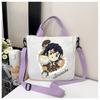 Anime Demon Slayer Canvas Crossbody Bag Cartoon Figures Print Shoulder Bags Fashion Minimalist Commuting Storage Handbag Gifts
