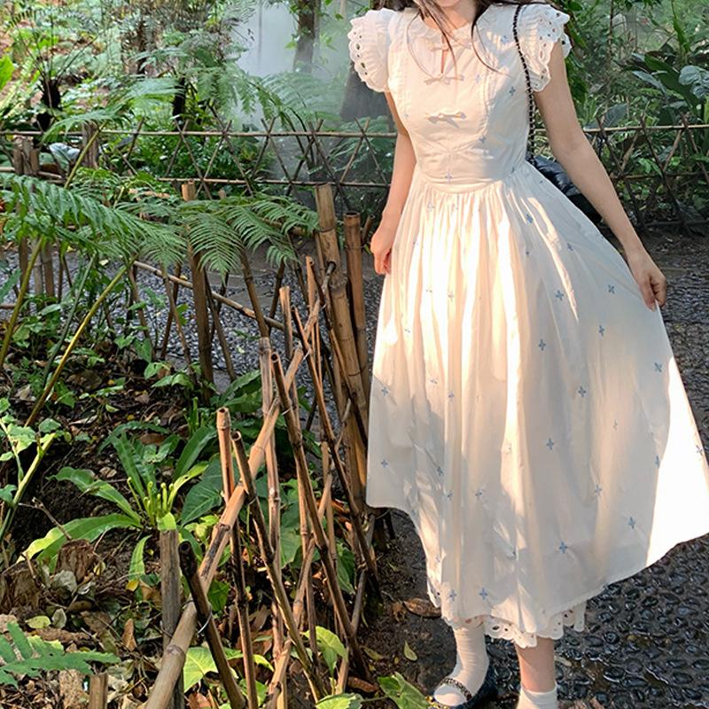 

Шикарное платье с вышивкой и пряжкой в ​​китайском стиле, складное шикарное платье, юбка первой любви L абрикосовый