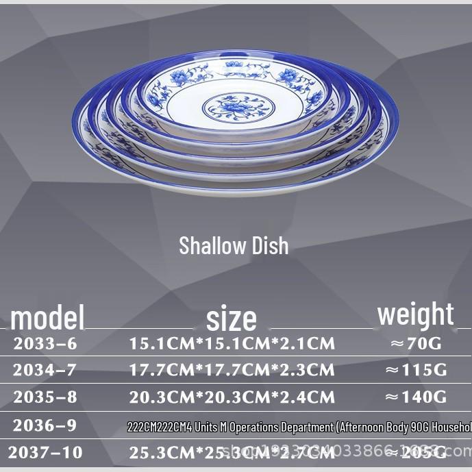 Western-Style Melamine Flat Plate, Shallow Round Design for Fast Food & Buffet, Available In Sizes 6-10 Inches