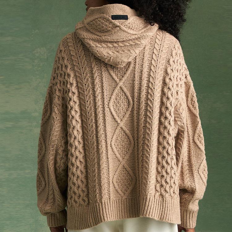 Fear of God Essentials Kabelstrikket Hettegenser Gullmelert Herre Topper Brun 192BT234393F