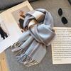 100% Wool Plaid Scarf Women Men Winter Warm Long Neck Wrap Fashionable Chic Shawl With Tassels