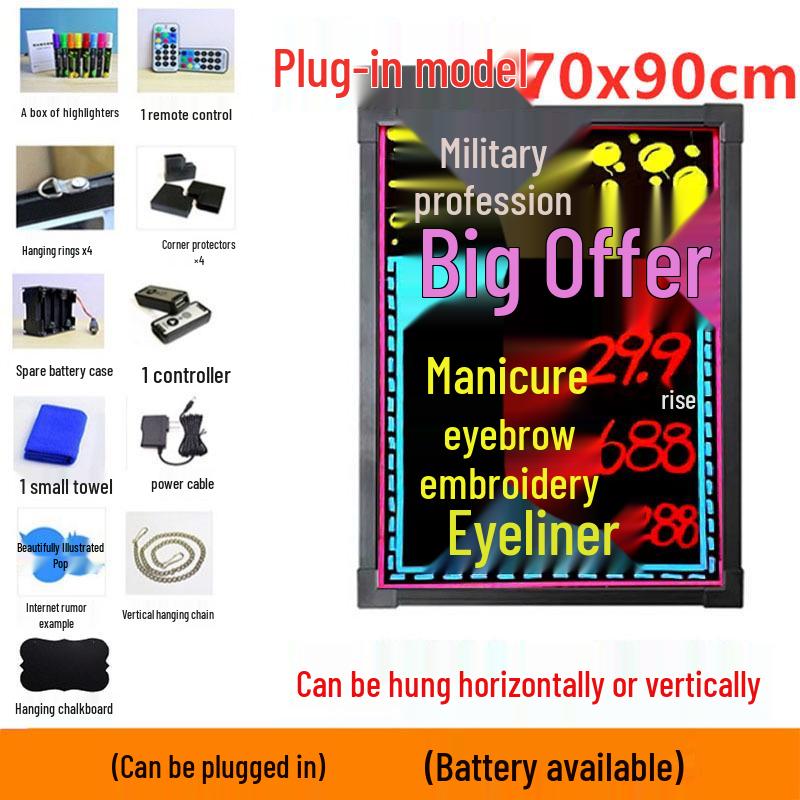 LED Blackboard Stall Display Sign - Luminous Advertising Menu Board