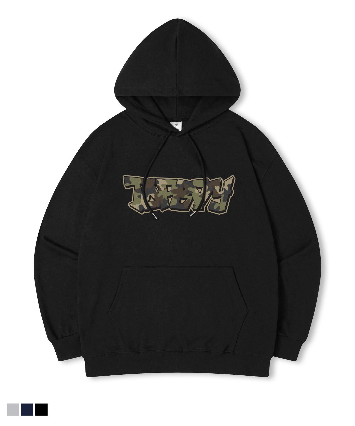 Top Boy Camo Vibe Oversized Printed Hooded Sweatshirt Melange/L