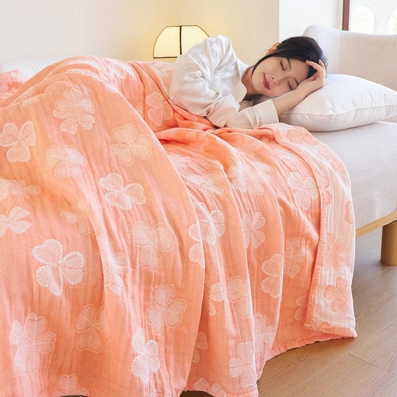 Pătură de vară din tifon de bumbac 100% cuvertură de pat respirabilă pat jacquard în carouri pat ușor Pături și cuverturi de pat care nu se micșorează