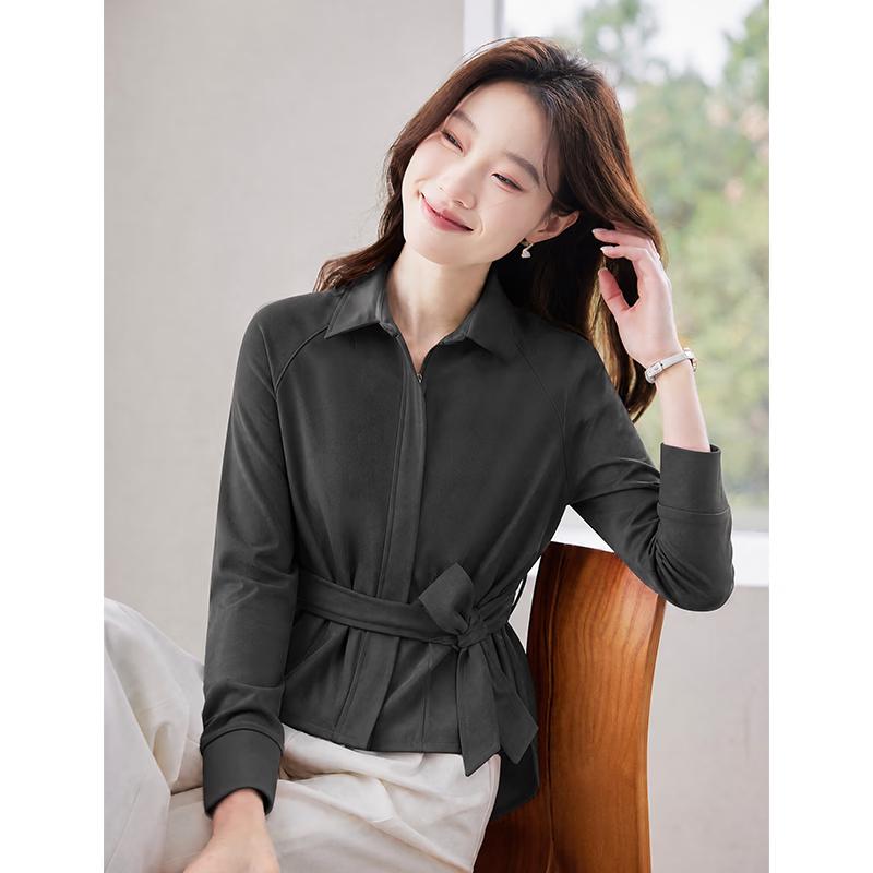 Women's Professional Zippered Thickened Slim-Fit Shirt