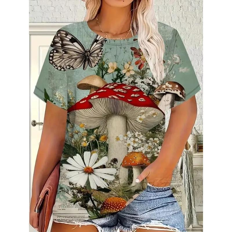 Round Neck Fashionable Casual Women's T-shirt 3D Printed Daily Loose Versatile Comfortable Short Sleeved T-shirt