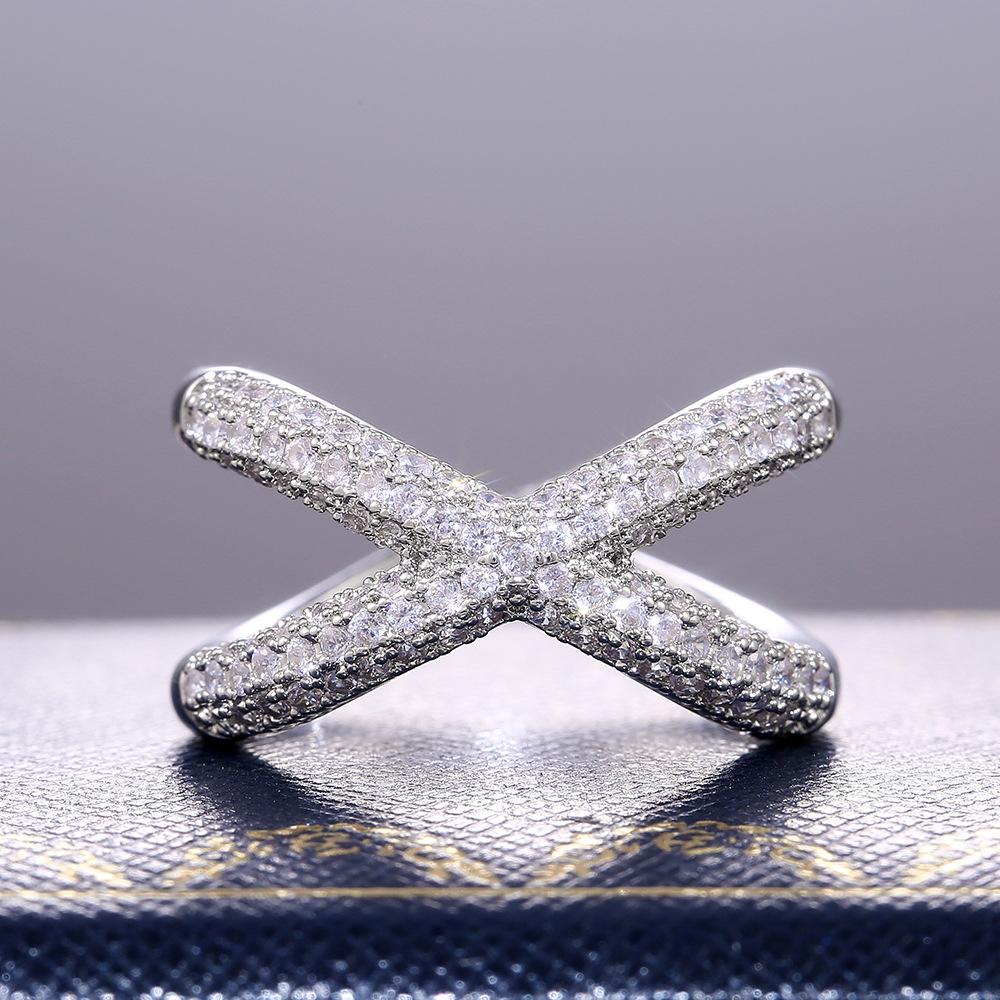 Classic X-Set Zircon Women'S Ring, Birthday Party Gift Accessory