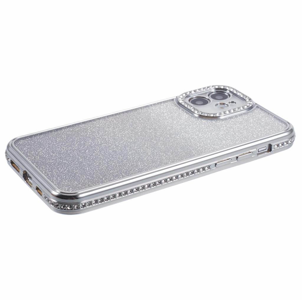For iPhone 12 Case Scratch-Proof TPU Rhinestone Decor Gradient Phone Shell