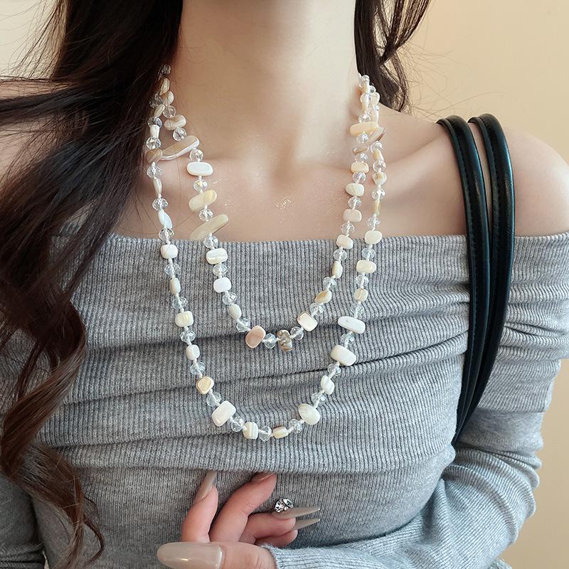 Bohemian vacation wind beaded necklace light luxury personality collarbone chain necklace
