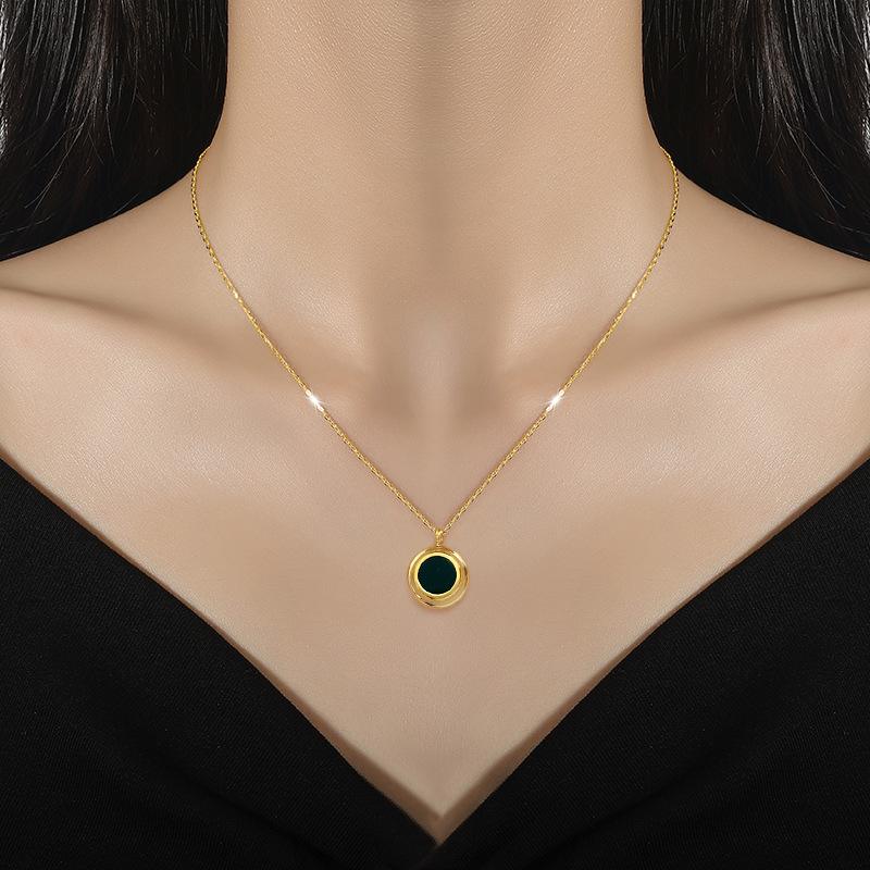 Double-Sided Shell Minimalist Furnace Real Gold Necklace Female Collarbone Chain Accessories