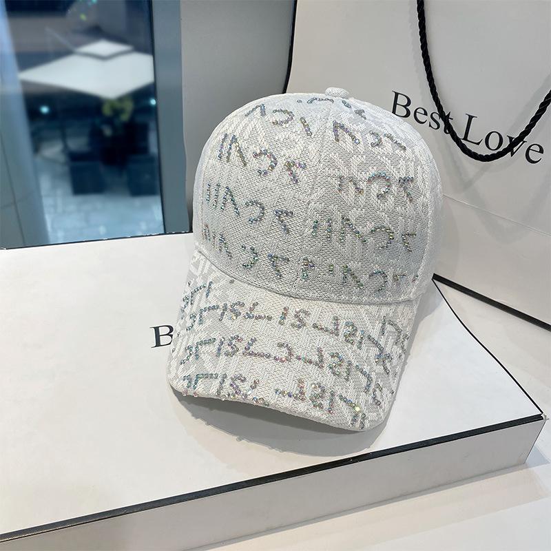 2023 Spring New Women Rhinestone Letter M Baseball Caps Adjustable Hip Hop Fashion Shiny Hats Outdoor Travel All-match Caps