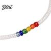 Lightweight Woven Wristband Rainbow Beads Bracelet for Men Women Handmade Bohemian Style Beaded Jewelry Braided String Bracelet Adjustable