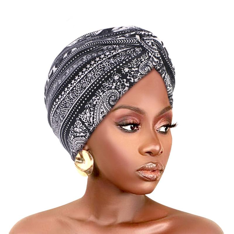 Fashion Women Printed Cross Twist Turban Cap For Women Headband Indian Hat African Head Wraps Lady Hair Accessory Turbante Mejur