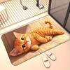Cute Orange Tabby Cat Print Doormat Adorable Kitten Lying On Wood Design Non-Slip Floor Mat for Cat Lovers