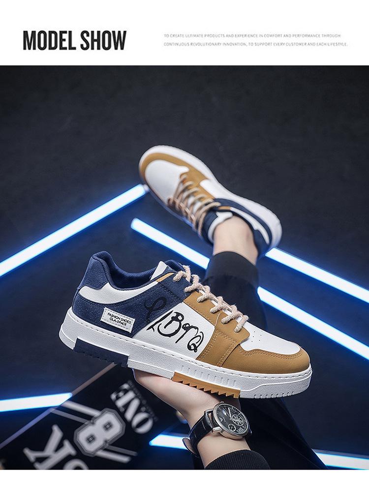 Spring Men's Breathable Canvas Sneakers: Versatile White Shoes with Thick Sole for Casual, Trendy Skating and Sports.