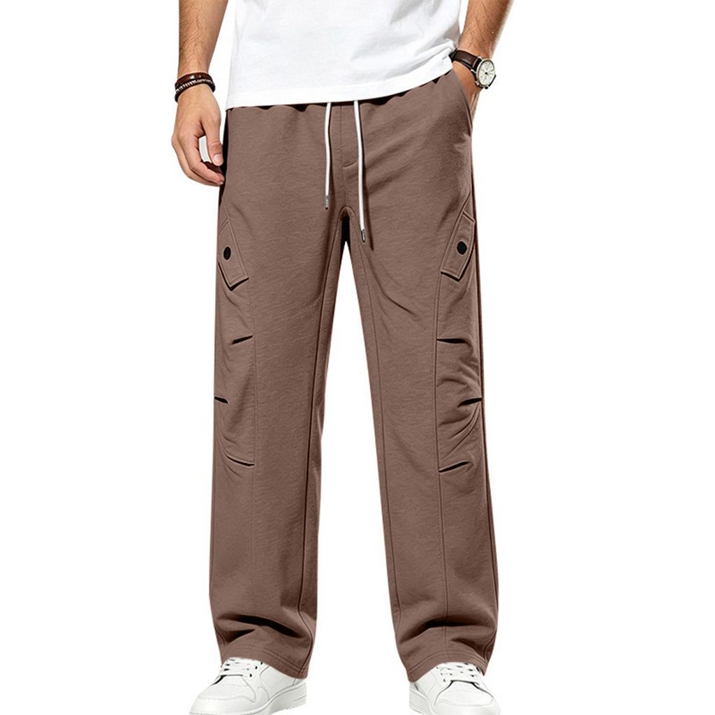 Pantalon de survêtement droit en sergé pour homme Coupe ample Hip Hop Streetwear Décontracté