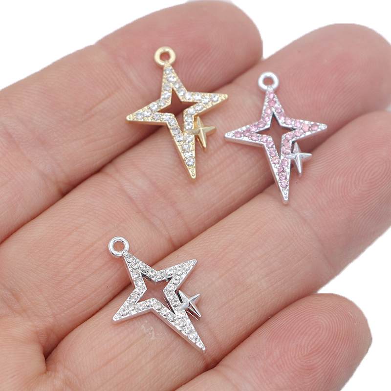 10Pcs Gold Plated Crystal Star Charm Pendant For Jewelry Making Bracelet Necklace Diy Earrings Accessories Craft