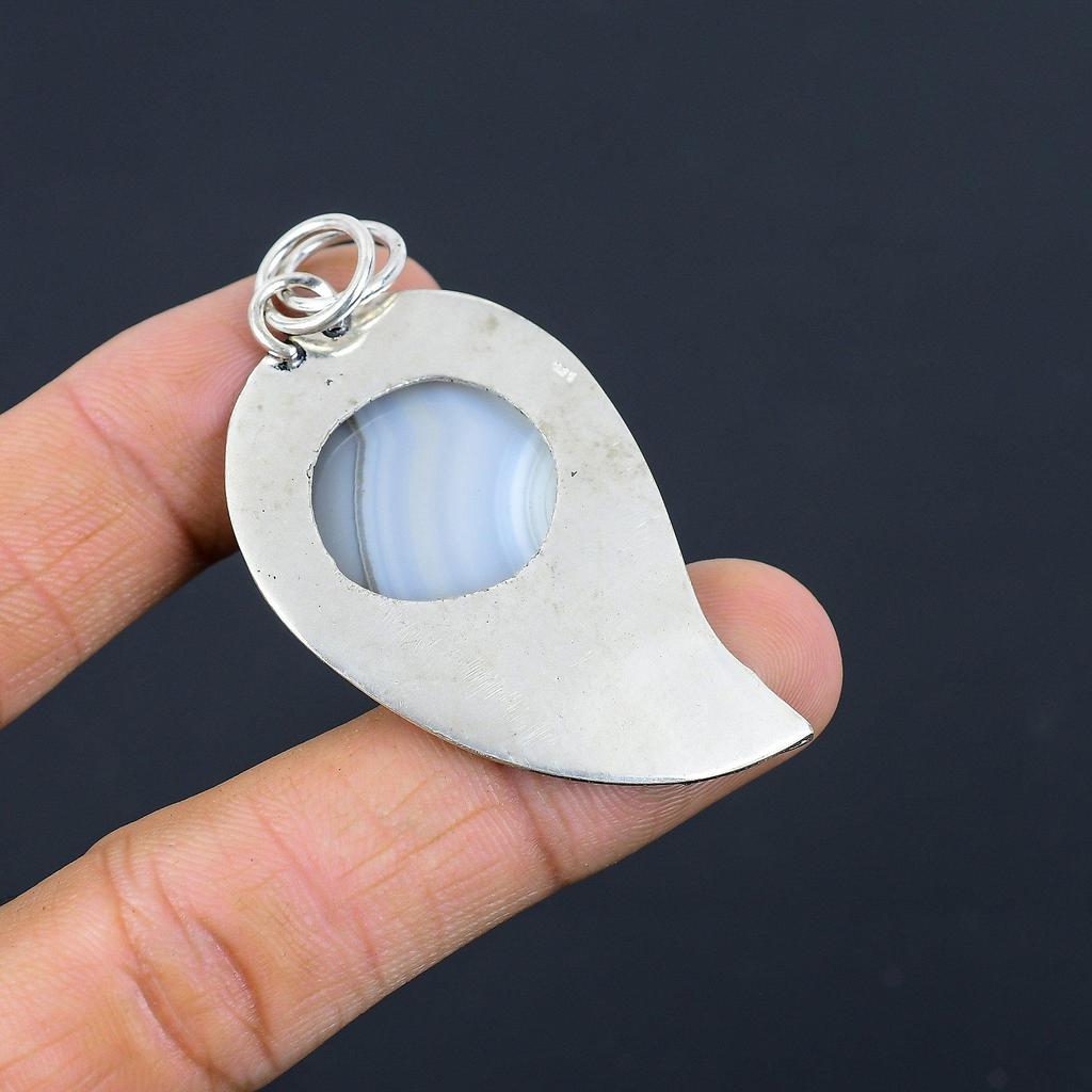 Geschenk für Sie 925 Sterlingsilber Natürlicher Botswana Achat Edelstein Schmuck Anhänger