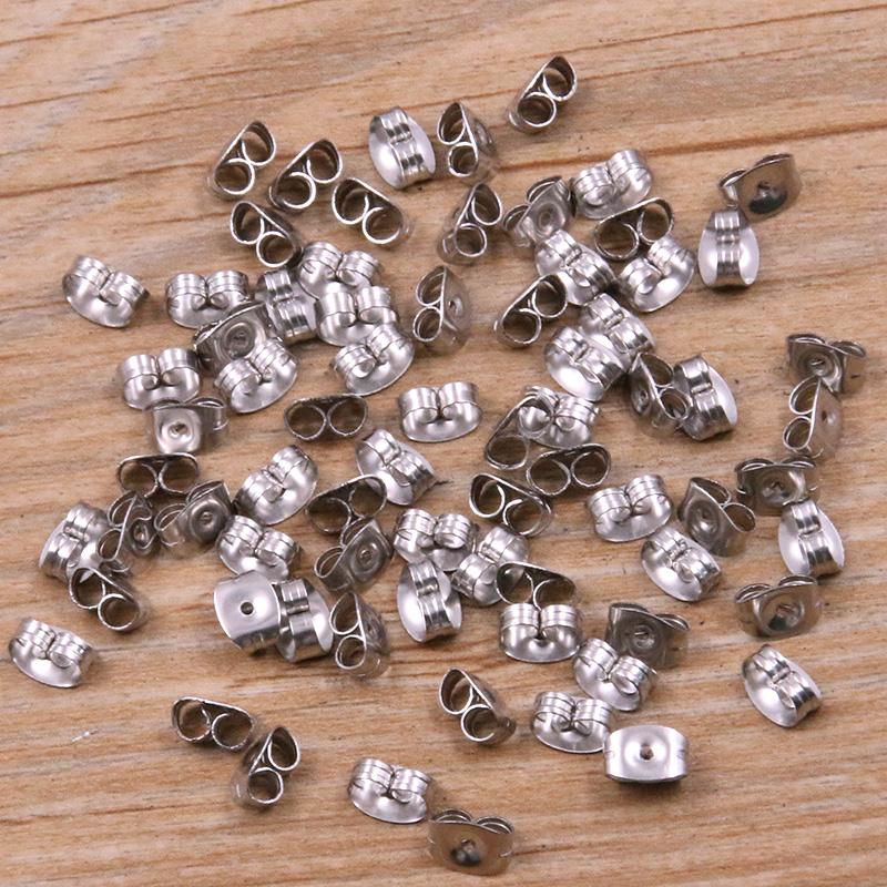 50-100 Stück 2 Farben Edelstahl Ohrstecker Leere Stiftbasis Pins Mit Verschluss Ohrrücken Für DIY Schmuckherstellung