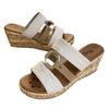 Damen Peep-Toe Plateau Keilsandalen, Sommer Slip-On Schuhe mit dicker Sohle