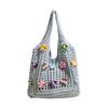 Summer Woven Woven Crochet Mesh Women's Tote Bags Hot Sale Youth Beach Casual Handbag 3D Flower Decoration Handmade Shoulder Bag