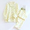 2026 New Women's Spring and Autumn Pajama Set 100% Cotton Crepe Soft Thin Long Sleeve Long Pants Home Clothes Two Piece Set