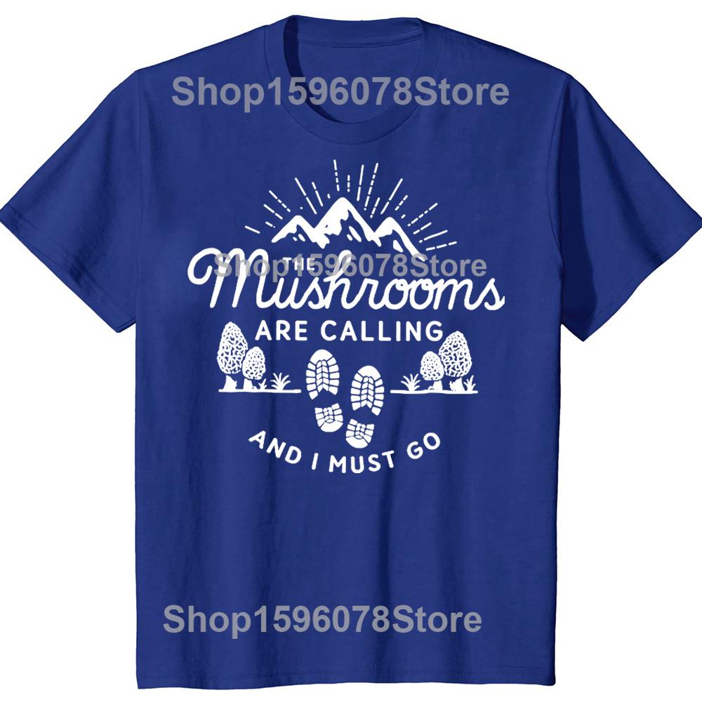 Mushrooms Are Calling and I Must Go Mushroom Hunting Vintage Gift Active T-Shirt Summer Tops Mens White Mushrooms T Shirts