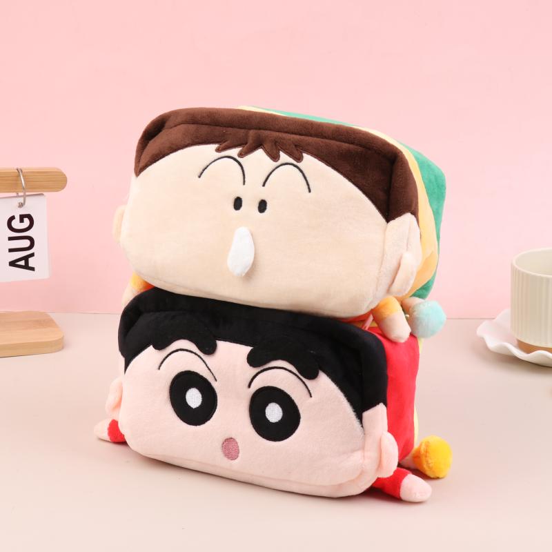 Crayon Shin-Chan Plush Cute Tissue Box Anime Personality Creative Boochan Runny Nose Tissue Storage Box Desktop Decoration