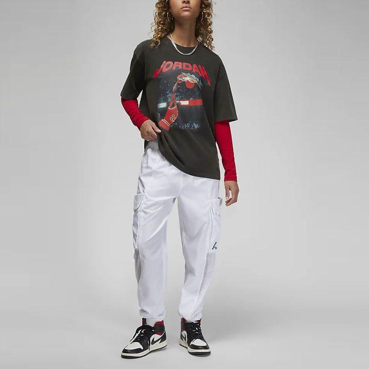 Jordan Drop Shoulder Sleeve T Shirt Women's Black Gray Asia Version FB5138-010