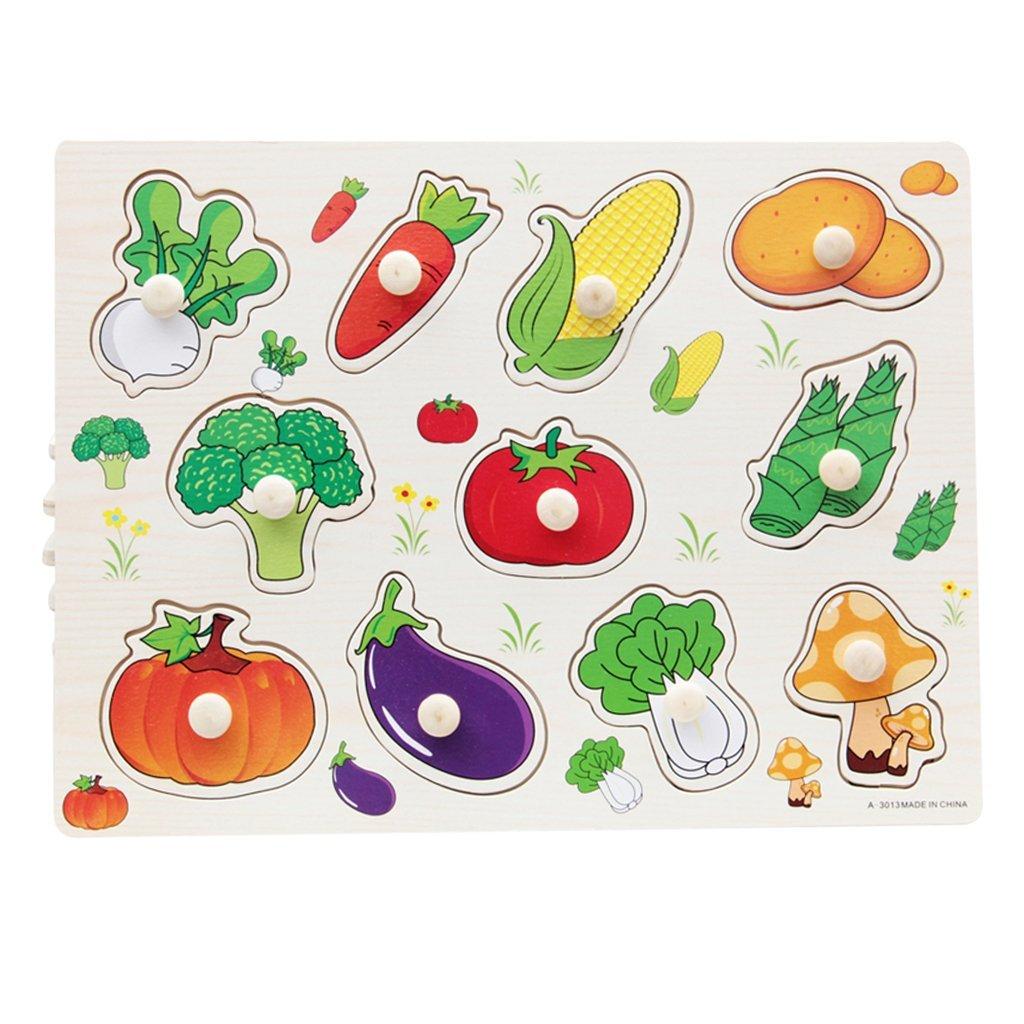 eduBEBE Wooden Peg Puzzle Board, Vegetable Theme, 12 Pieces, Educational Toys for Toddlers, Early Learning, Safe & Eco-Friendly M1-113 Q