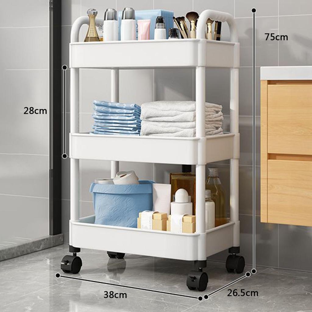 Rolling Trolley Kitchen Storage Carts with Shelves White