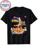 Galaxy Laser Cat On Dinosaur On Pizza with Tacos & Rainbow T-Shirt