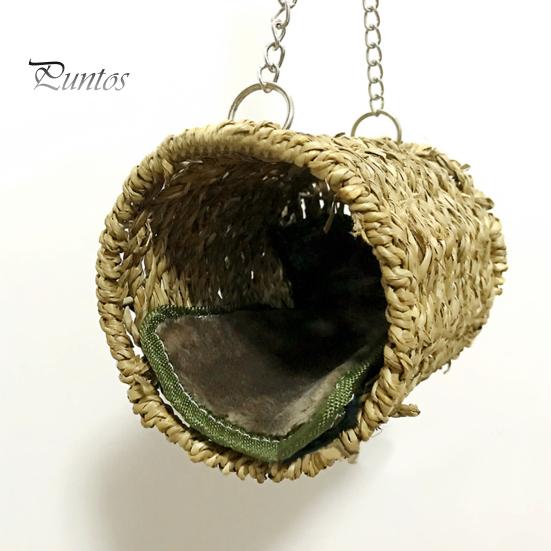 Sleepingnest Winter Warm Natural Grass Tunnel Hammock Bed with Mat for Sleeping Bird Tunnelcage