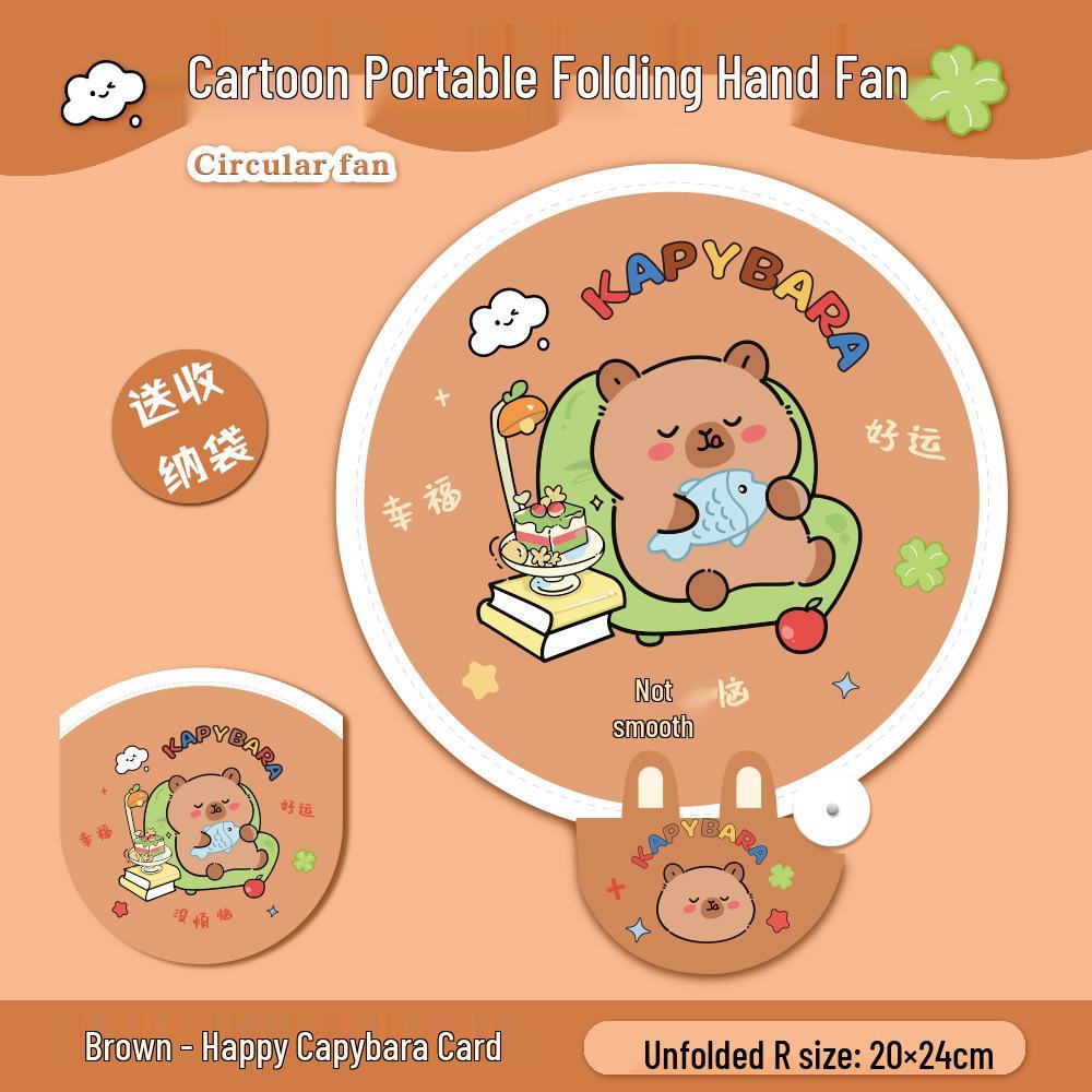 Mini Inspirational Text Folding Fan: Cute, Portable, Round Cloth Surface for Summer Cooling.