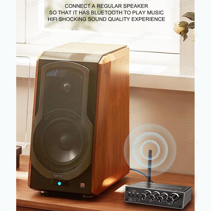 VAORLO Bluetooth 5.3 Audio Receiver+Coaxial DAC Converter+USB U-Disk Play+6.5 Micrphone Karaoke Wireless Adapter 3.5MM AUX RCA