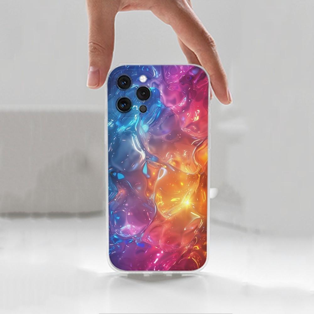 Rainbow Holographic Phone Case For iPhone 16,15,14,13,12,11 Plus,Pro,Max,XR,XS,X,7,8 Plus,SE,Mini,Transparent,Silicone Case