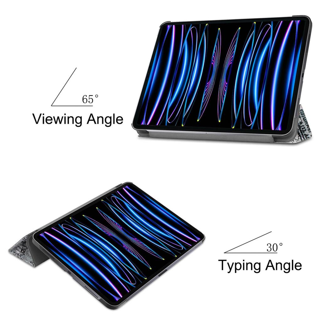 Funda para iPad Pro 11'' 2018 2020 2021 2022 con [Soporte Plegable en Tres Secciones + Activación/Reposo Automático], Colorida Funda de Piel PU Premium a Prueba de Golpes